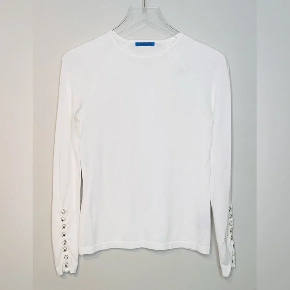 J. McLaughlin Jamey Egret White Crewneck Knit Sweater Shirt Top - Picture 3 of 15